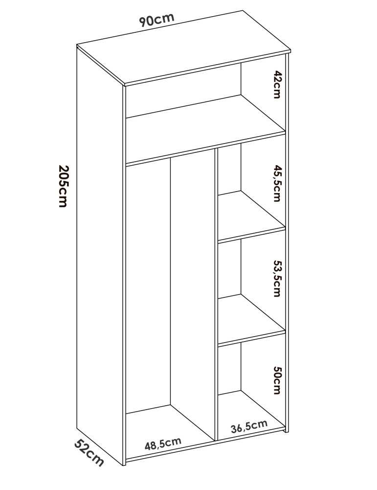 Armario dormitorio DINA DEKIT 2 puertas blanco/natural