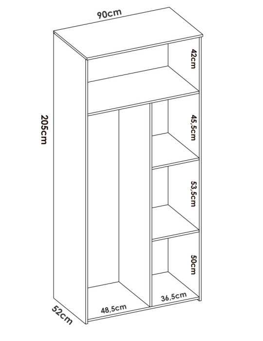 Armario dormitorio DINA DEKIT 2 puertas blanco/natural