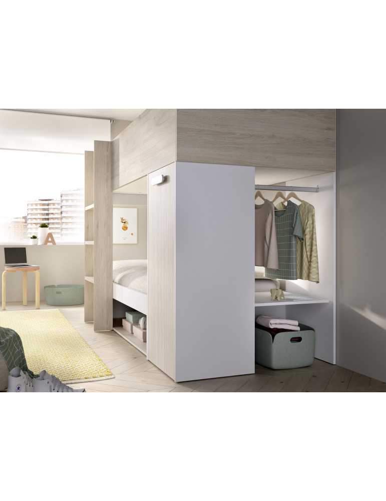 Conjunto camas tren dormitorio KOS DEKIT natural / alistonado/blanco