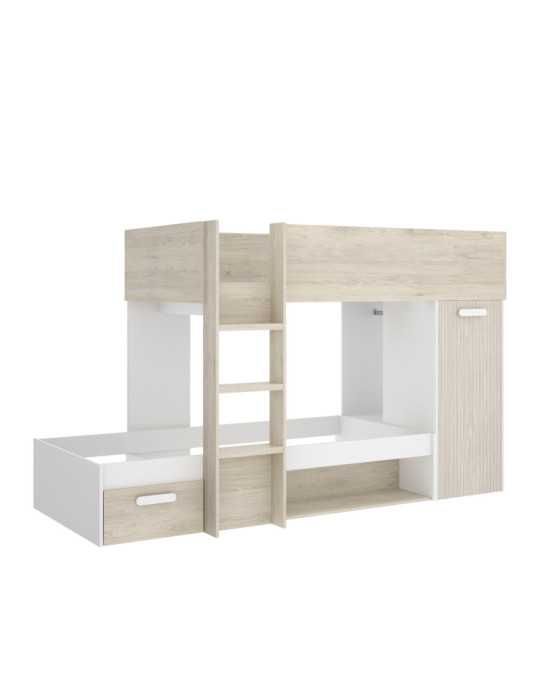 Conjunto camas tren dormitorio KOS DEKIT natural / alistonado/blanco