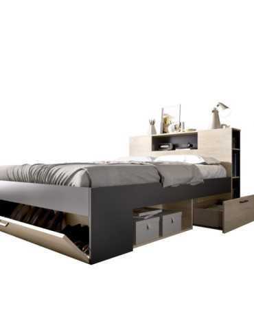 Cama compacta dormitorio LANKA DEKIT 135/140X190 natural/grafito 2