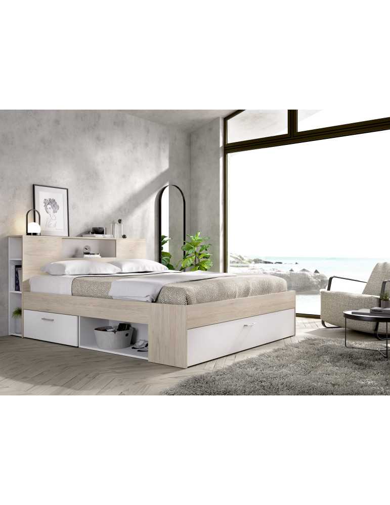 Cama compacta dormitorio LANKA DEKIT 135/140X190 natural/blanco