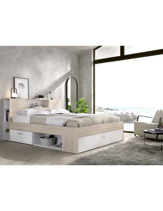 Cama compacta dormitorio LANKA DEKIT 135/140X190 natural/blanco