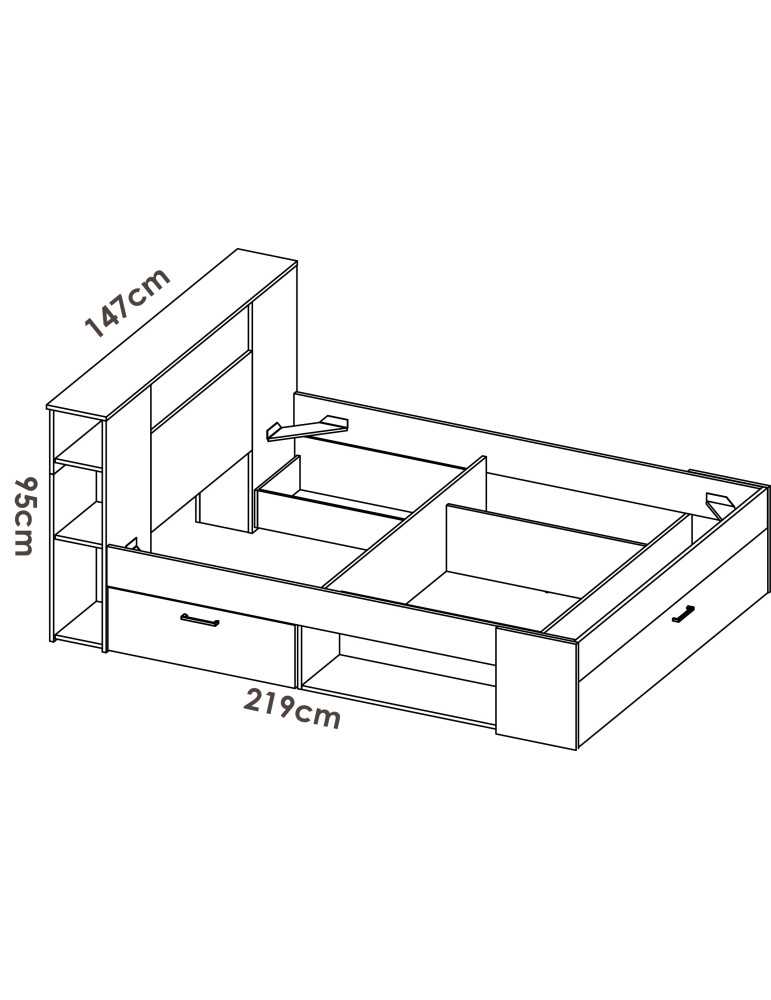 Cama compacta dormitorio LANKA DEKIT 135/140X190 natural/blanco