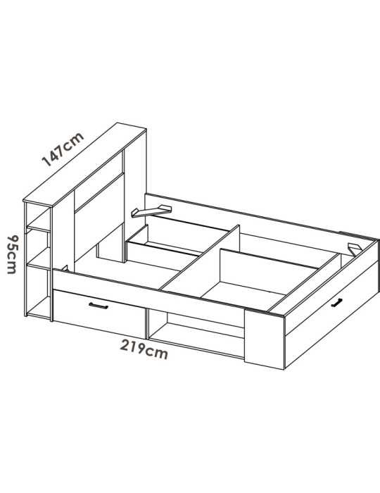Cama compacta dormitorio LANKA DEKIT 135/140X190 natural/blanco
