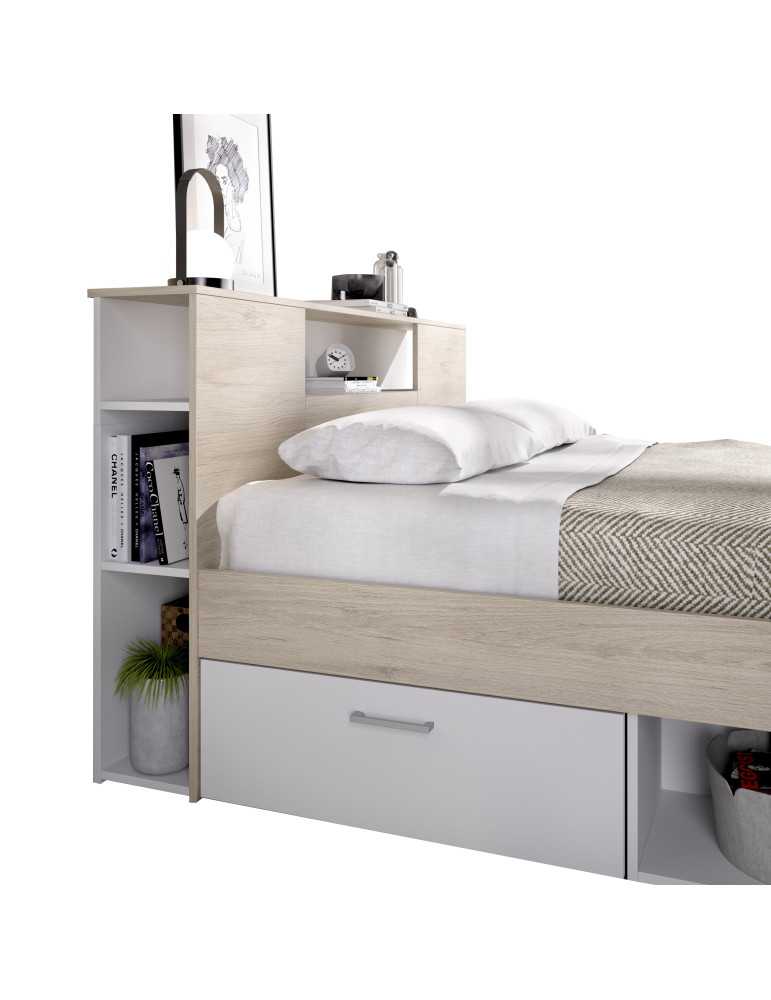 Cama compacta dormitorio LANKA DEKIT 135/140X190 natural/blanco