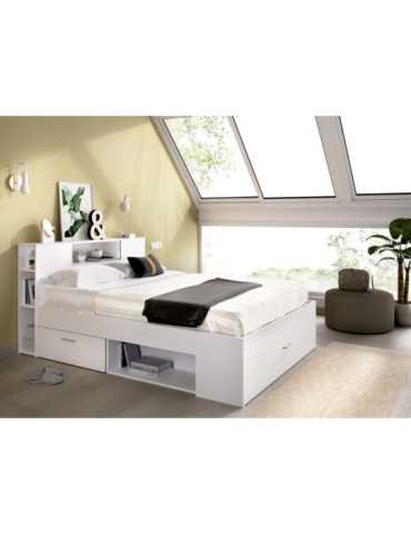 Cama compacta dormitorio LANKA DEKIT 135/140X190 blanco