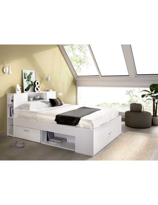 Cama compacta dormitorio LANKA DEKIT 135/140X190 blanco