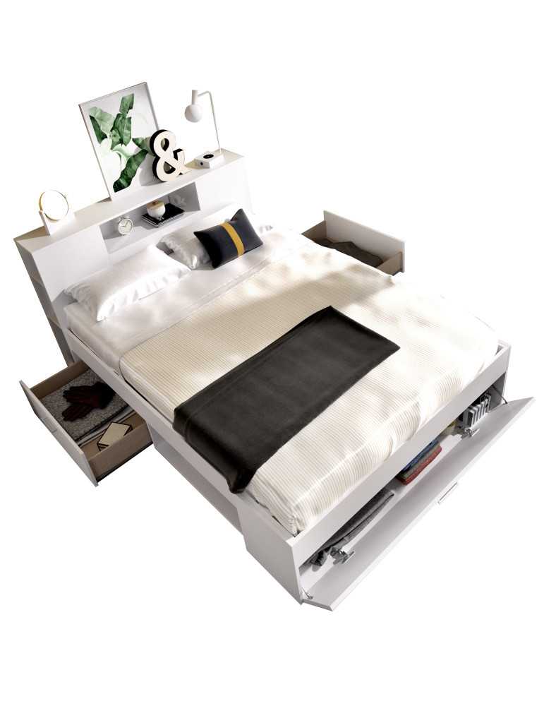 Cama compacta dormitorio LANKA DEKIT 135/140X190 blanco