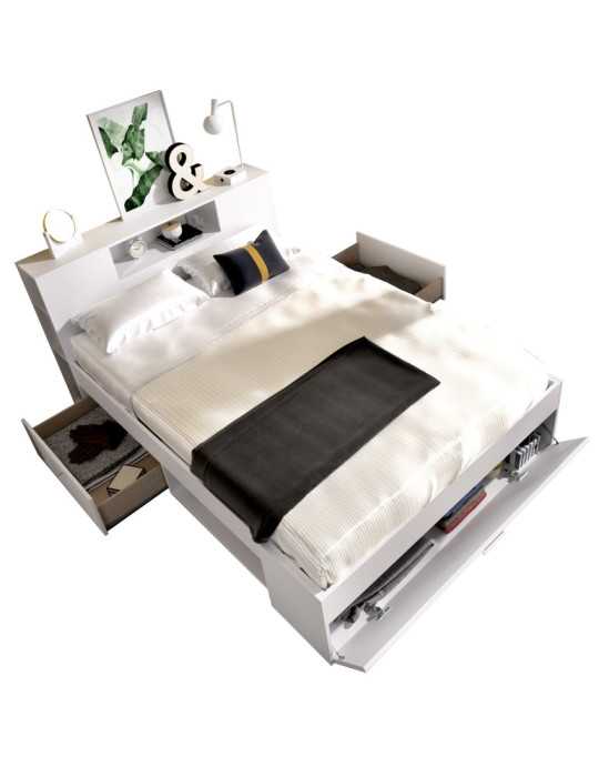 Cama compacta dormitorio LANKA DEKIT 135/140X190 blanco