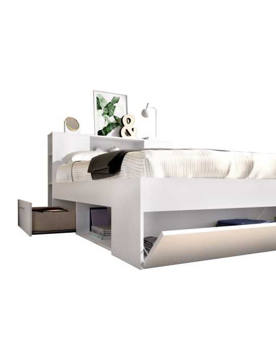 Cama compacta dormitorio LANKA DEKIT 135/140X190 blanco
