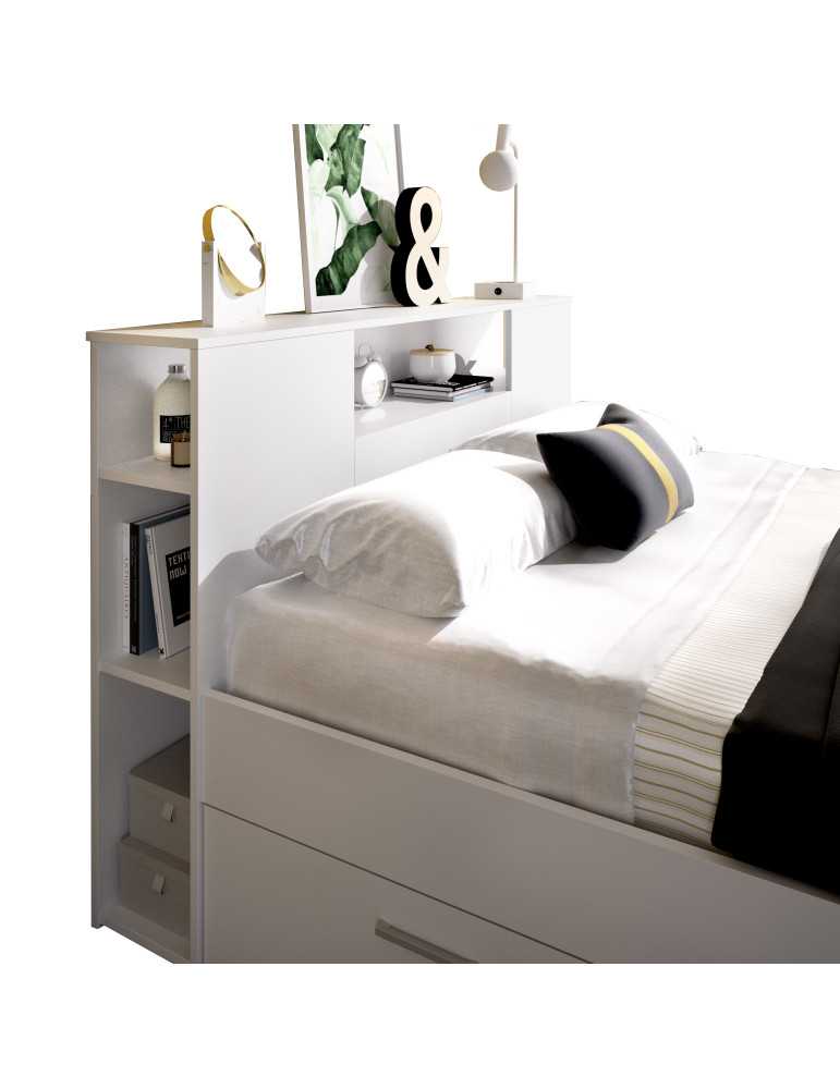 Cama compacta dormitorio LANKA DEKIT 135/140X190 blanco