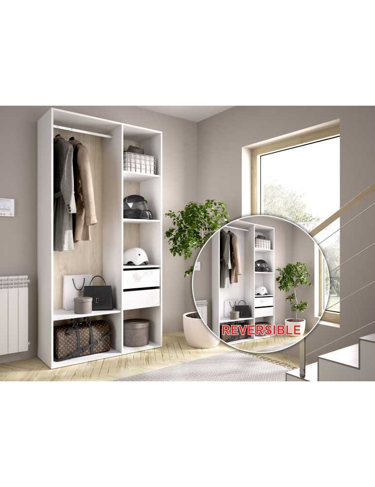 Armario vestidor SUIT DEKIT 2 cajones con trasera reversible blanco/natural