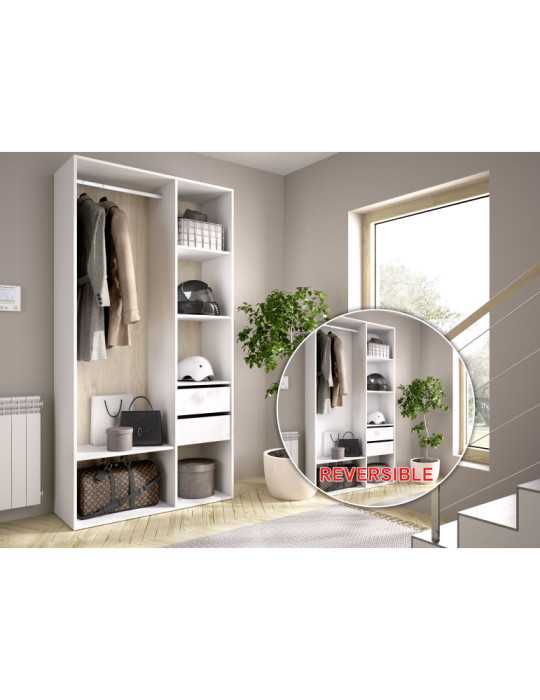 Armario vestidor SUIT DEKIT 2 cajones con trasera reversible blanco/natural