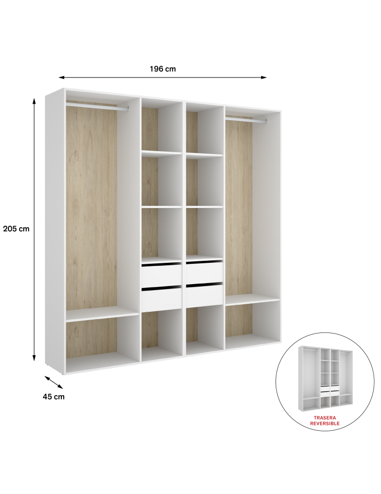 Conjunto dormitorio SUIT 3 DEKIT blanco/natural