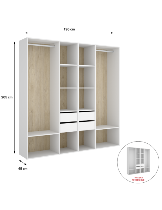 Conjunto dormitorio SUIT 3 DEKIT blanco/natural