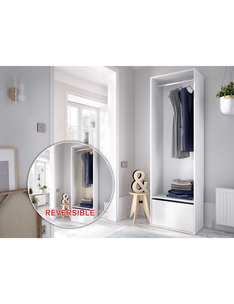 Armario vestidor dormitorio con zapatero SUIT DEKIT con trasera reversible blanco/natural