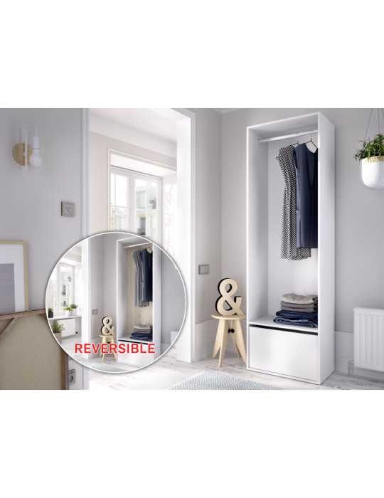 Armario vestidor dormitorio con zapatero SUIT DEKIT con trasera reversible blanco/natural