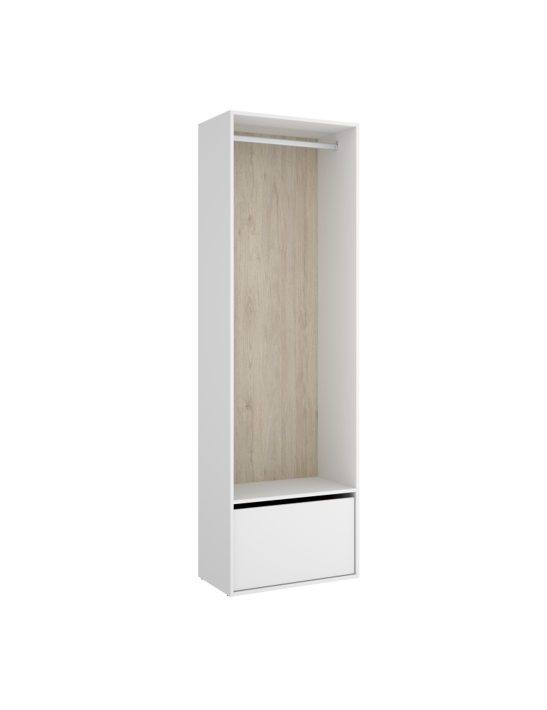 Armario vestidor dormitorio con zapatero SUIT DEKIT con trasera reversible blanco/natural