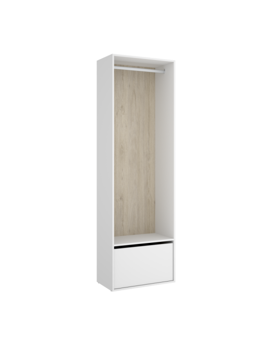 Armario vestidor dormitorio con zapatero SUIT DEKIT con trasera reversible blanco/natural