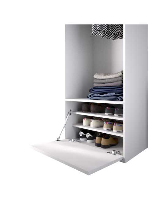 Armario vestidor dormitorio con zapatero SUIT DEKIT con trasera reversible blanco/natural