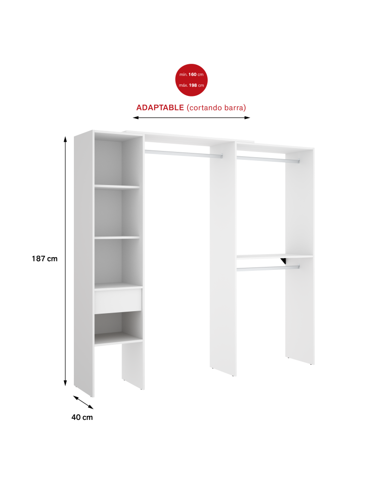 Vestidor doble SUIT DEKIT montaje lineal o rincon blanco