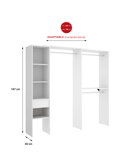 Vestidor doble SUIT DEKIT montaje lineal o rincon blanco