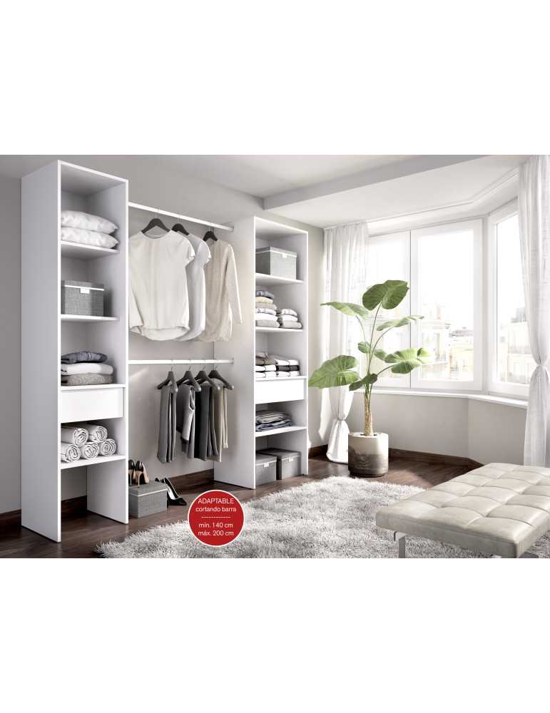 Vestidor doble SUIT DEKIT 2 columnas y dos cajones blanco