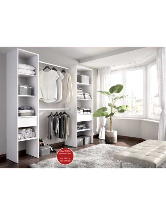 Vestidor doble SUIT DEKIT 2 columnas y dos cajones blanco