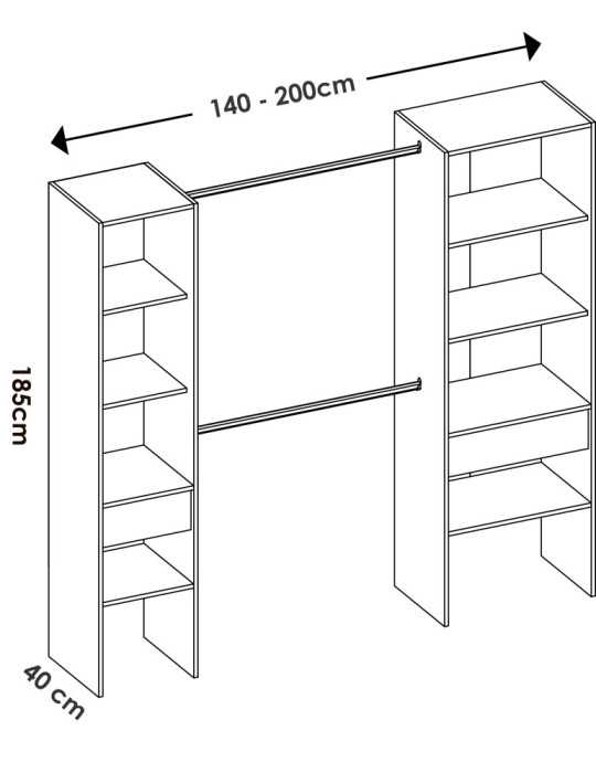 Vestidor doble SUIT DEKIT 2 columnas y dos cajones blanco