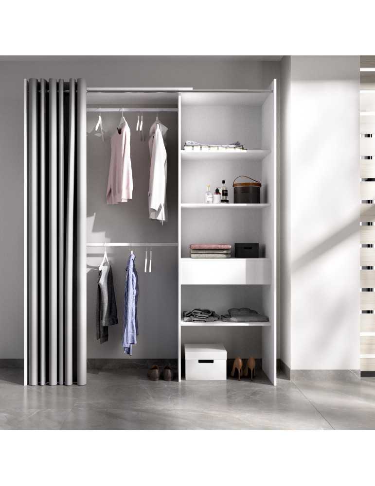 Conjunto vestidor dormitorio SUIT DEKIT 1 cajon y cortina blanco