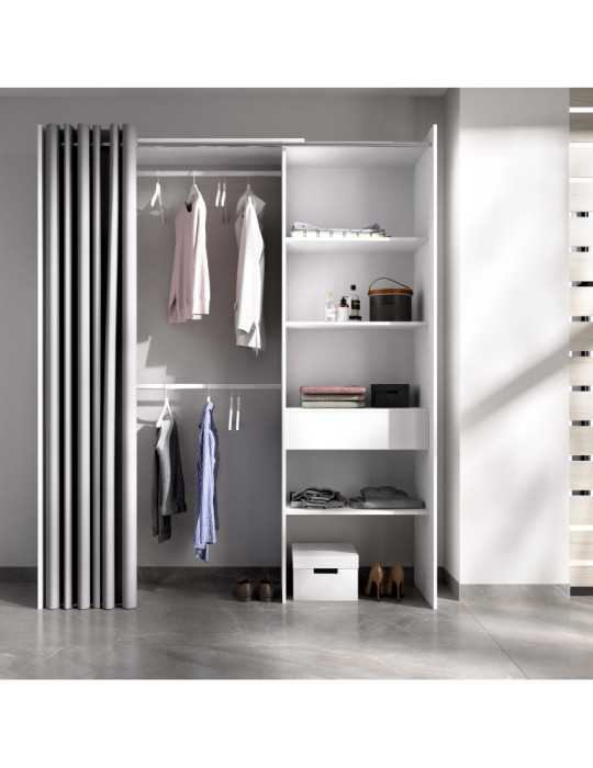 Conjunto vestidor dormitorio SUIT DEKIT 1 cajon y cortina blanco
