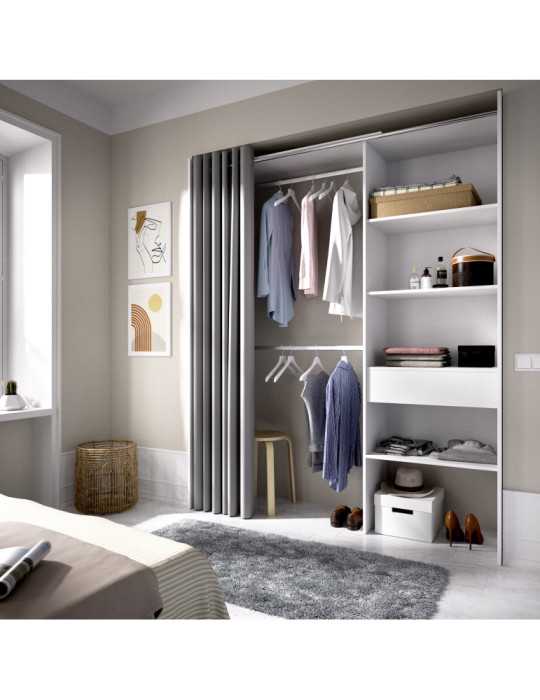 Conjunto vestidor dormitorio SUIT DEKIT 1 cajon y cortina blanco