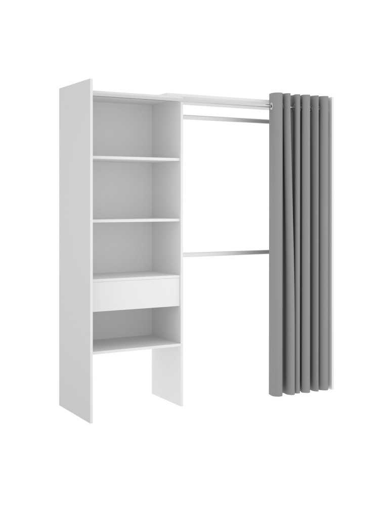Conjunto vestidor dormitorio SUIT DEKIT 1 cajon y cortina blanco