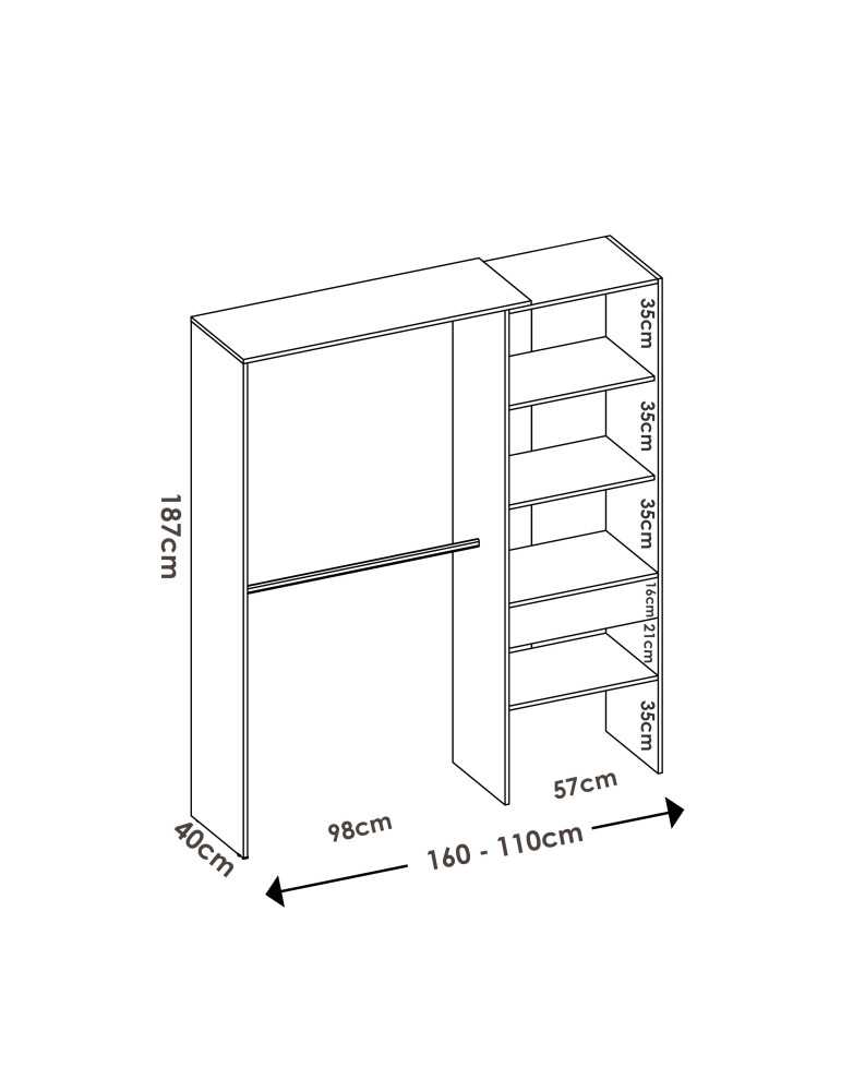 Conjunto vestidor dormitorio SUIT DEKIT 1 cajon natural