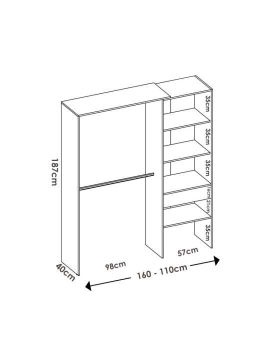 Conjunto vestidor dormitorio SUIT DEKIT 1 cajon natural