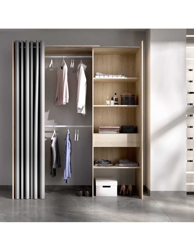 Conjunto vestidor dormitorio SUIT DEKIT 1 cajon y cortina natural