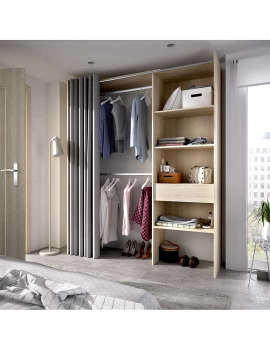 Conjunto vestidor dormitorio SUIT DEKIT 1 cajon y cortina natural