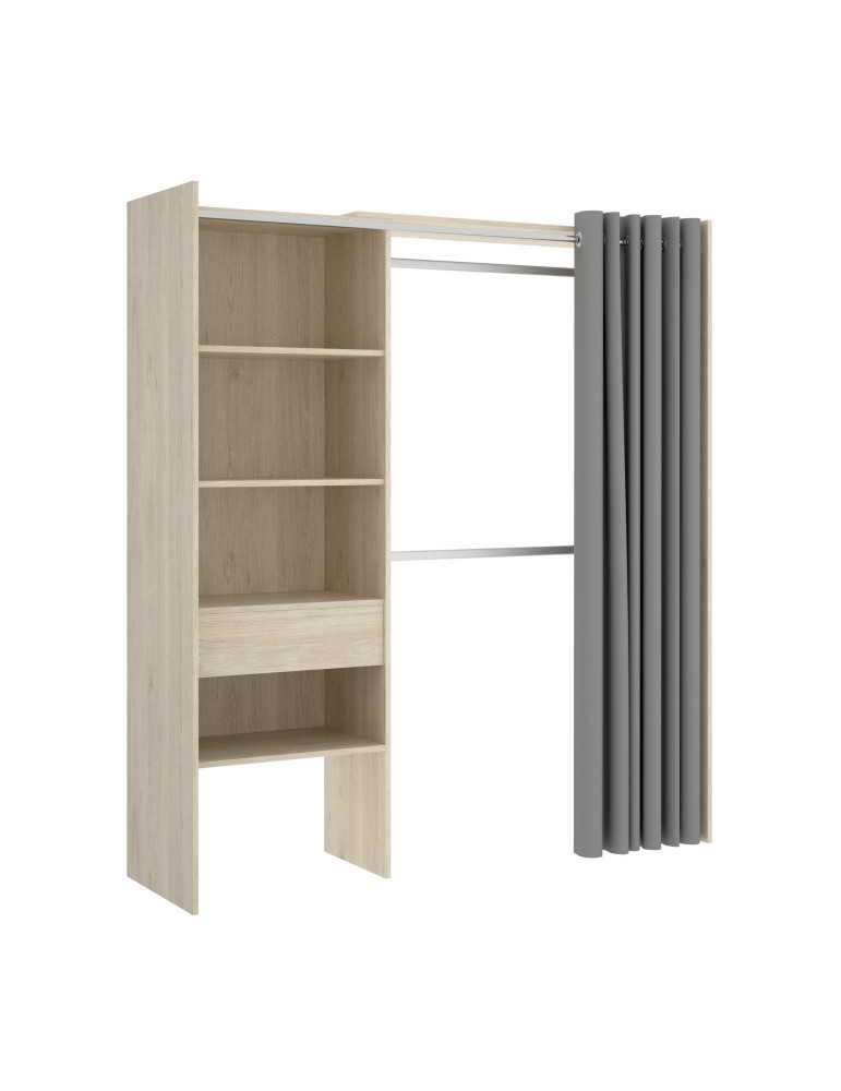 Conjunto vestidor dormitorio SUIT DEKIT 1 cajon y cortina natural
