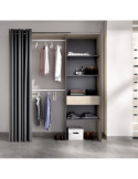 Conjunto vestidor dormitorio SUIT DEKIT con 1 cajon y cortina natural + grafito