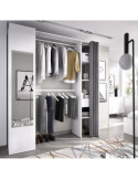 Conjunto vestidor dormitorio SUIT DEKIT con columna cerrada con espejo y cortina blanco