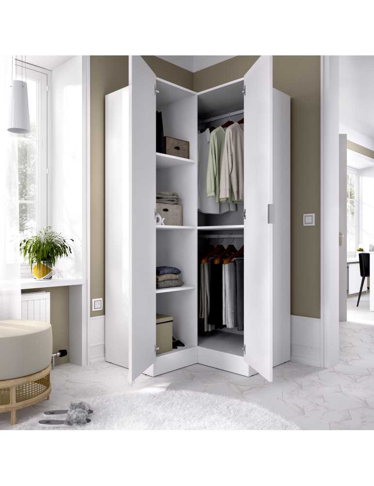 Armario dormitorio ESSEN DEKIT rincon con puertas blanco