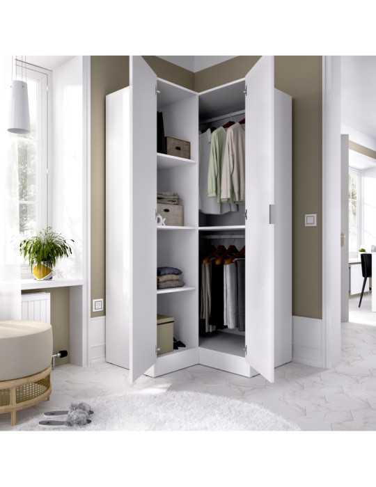 Armario dormitorio ESSEN DEKIT rincon con puertas blanco