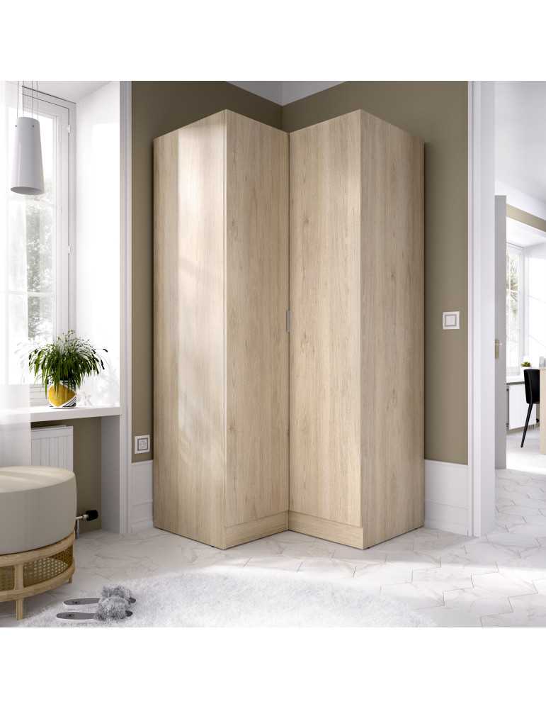 Armario dormitorio ESSEN DEKIT rincon con puertas natural