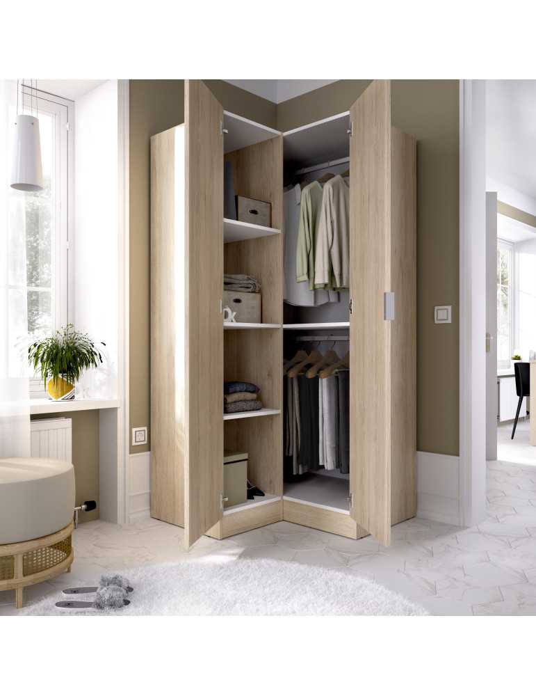 Armario dormitorio ESSEN DEKIT rincon con puertas natural