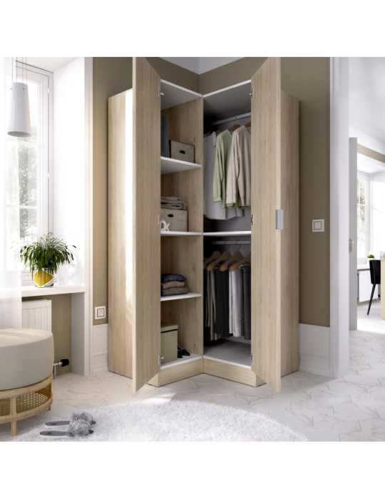 Armario dormitorio ESSEN DEKIT rincon con puertas natural