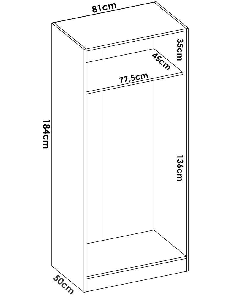 Armario vestidor dormitorio ESSEN DEKIT 2 puertas 80 blanco