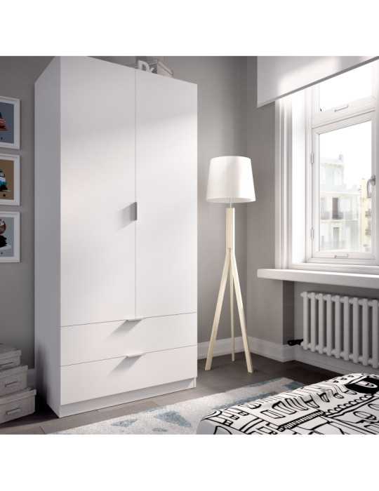 Armario vestidor dormitorio ESSEN DEKIT 2 puertas 2 cajones 80 blanco