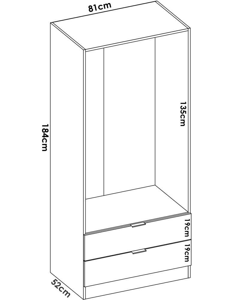 Armario vestidor dormitorio ESSEN DEKIT 2 puertas 2 cajones 80 blanco