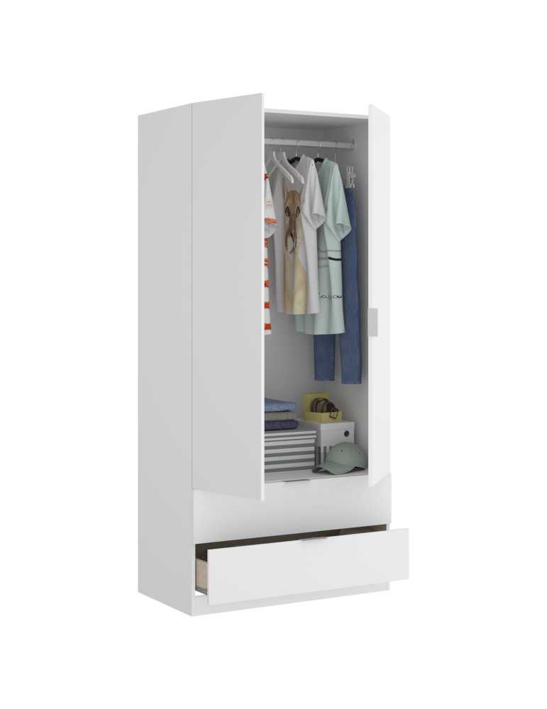 Armario vestidor dormitorio ESSEN DEKIT 2 puertas 2 cajones 80 blanco